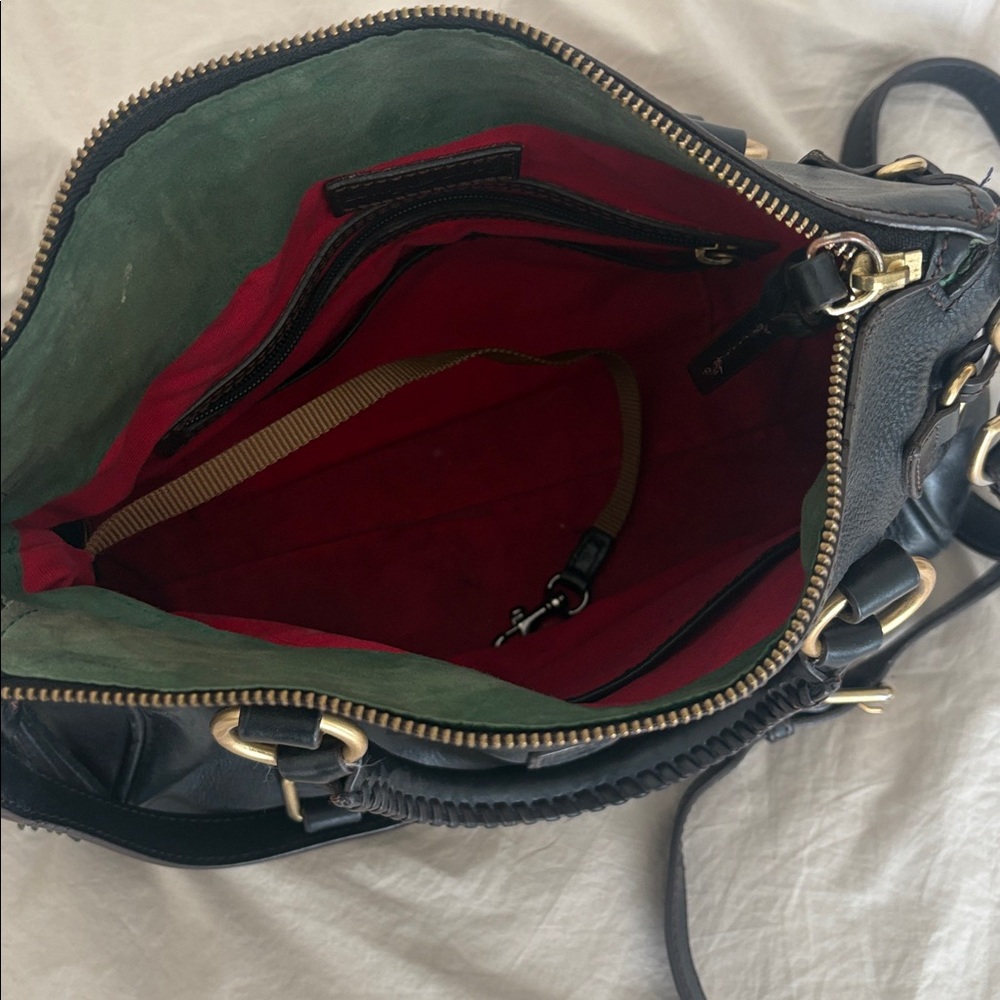 Dooney & Bourke Black Leather Shoulder Bag with Gold Hardware - Picture 3 of 5